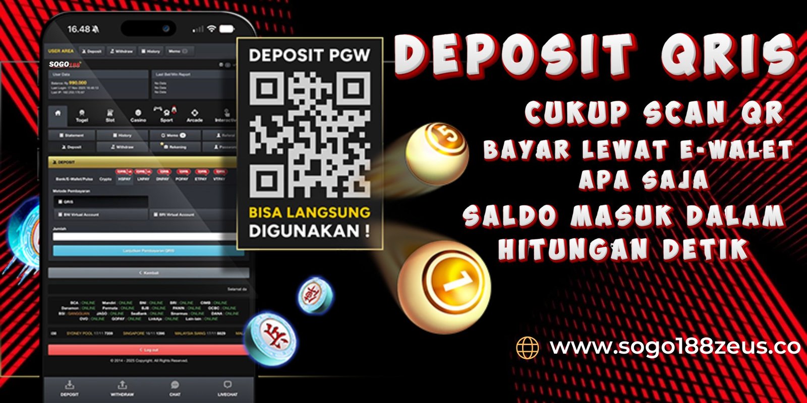 Multi-sport and slot game dashboard view